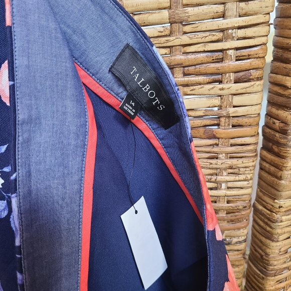 NWT Talbots Skirt Sz 14 Blue W/ Pink Floral Lined Above Knee - Picture 6 of 6